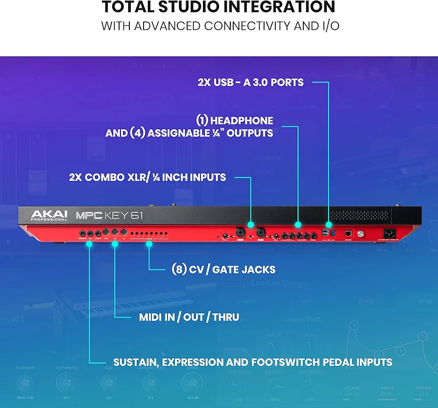 AKAI Professional MPC Key 61 - Standalone Music Production Synthesizer Keyboard with Touch Screen, 16 Drum Pads, 20+ Sound Engines, Semi Weighted Keys, black