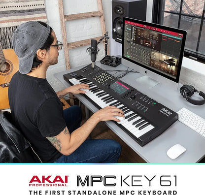 AKAI Professional MPC Key 61 - Standalone Music Production Synthesizer Keyboard with Touch Screen, 16 Drum Pads, 20+ Sound Engines, Semi Weighted Keys, black