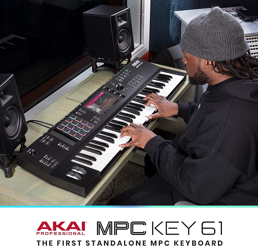 AKAI Professional MPC Key 61 - Standalone Music Production Synthesizer Keyboard with Touch Screen, 16 Drum Pads, 20+ Sound Engines, Semi Weighted Keys, black