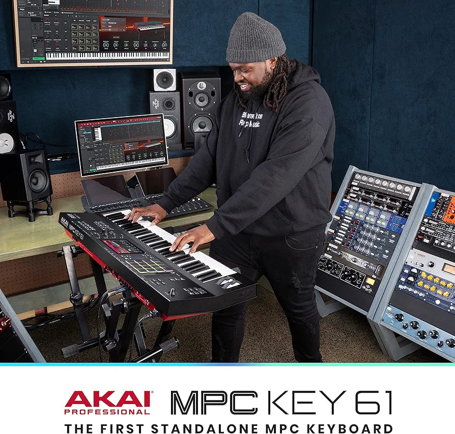 AKAI Professional MPC Key 61 - Standalone Music Production Synthesizer Keyboard with Touch Screen, 16 Drum Pads, 20+ Sound Engines, Semi Weighted Keys, black