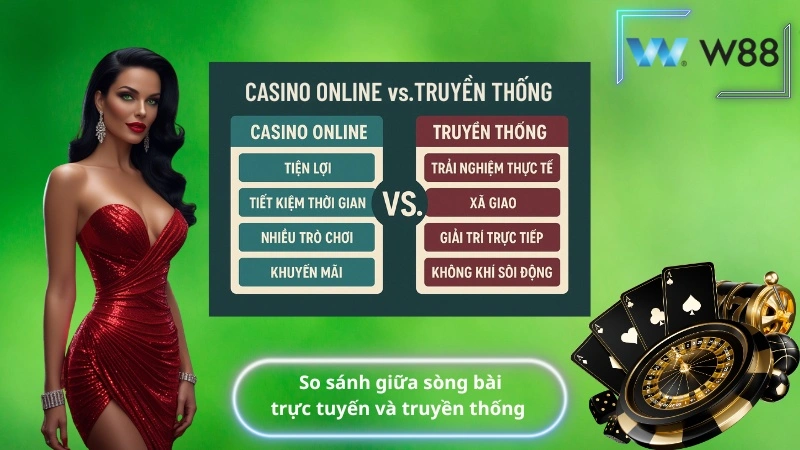 So sánh giữa sòng bài trực tuyến và truyền thống