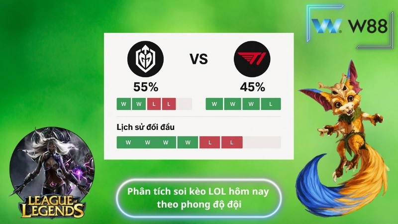 Phân tích soi kèo LOL hôm nay theo phong độ đội